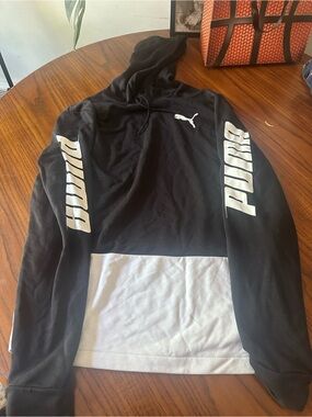 Puma Black and White Colorblock Pullover Hoodie